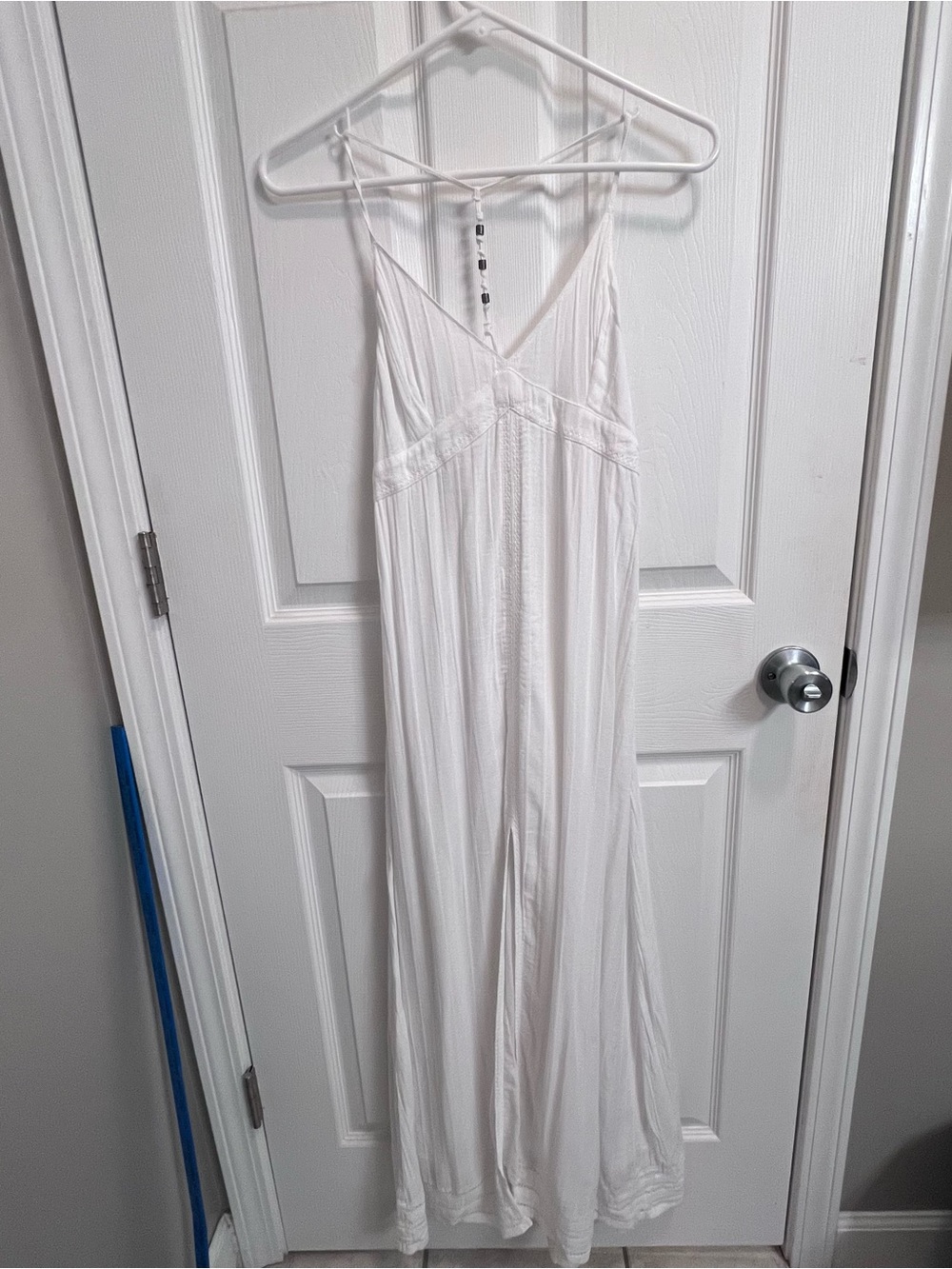 Aerie White Gauzy & Lace Maxi T-back Nap Dress Boho Coquette Cottagecore Size S